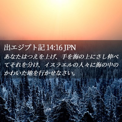 Picture 02 - 出エジプト記 14:16 JPN - あなたはつえを上げ、手を海の上に - Bible Verse Picture
