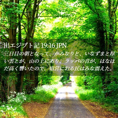 Picture 02 - 出エジプト記 19:16 JPN - 三日目の朝となって、かみなりと、 - Bible Verse Picture