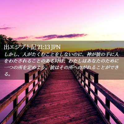 Picture 02 - 出エジプト記 21:13 JPN - しかし、人がたくむことをしないの - Bible Verse Picture