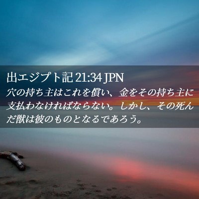 Picture 02 - 出エジプト記 21:34 JPN - 穴の持ち主はこれを償い、金をその - Bible Verse Picture