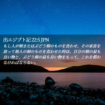 Picture 02 - 出エジプト記 22:5 JPN - もし人が畑またはぶどう畑のものを - Bible Verse Picture