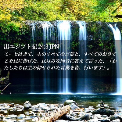 Picture 02 - 出エジプト記 24:3 JPN - モーセはきて、主のすべての言葉と - Bible Verse Picture