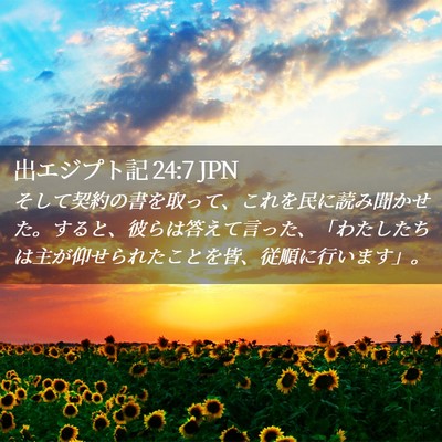 Picture 02 - 出エジプト記 24:7 JPN - そして契約の書を取って、これを民 - Bible Verse Picture