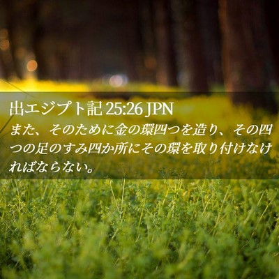 Picture 02 - 出エジプト記 25:26 JPN - また、そのために金の環四つを造り - Bible Verse Picture