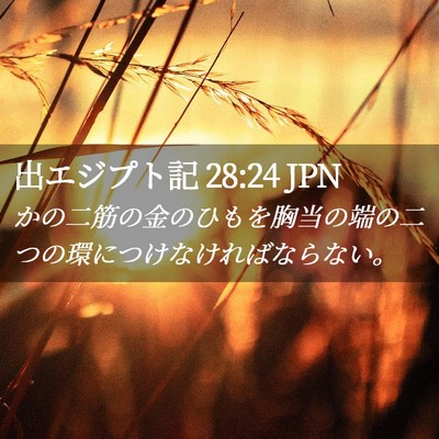 Picture 02 - 出エジプト記 28:24 JPN - かの二筋の金のひもを胸当の端の二 - Bible Verse Picture