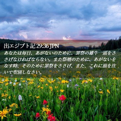 Picture 02 - 出エジプト記 29:36 JPN - あなたは毎日、あがないのために、 - Bible Verse Picture