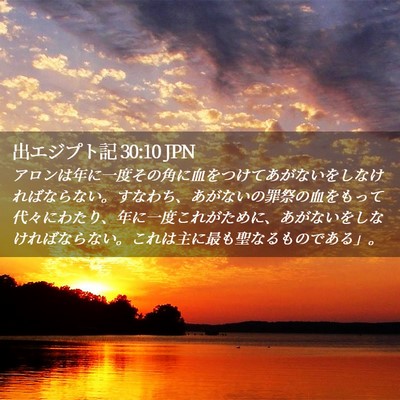 Picture 02 - 出エジプト記 30:10 JPN - アロンは年に一度その角に血をつけ - Bible Verse Picture
