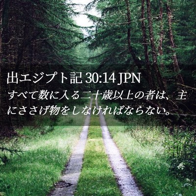 Picture 02 - 出エジプト記 30:14 JPN - すべて数に入る二十歳以上の者は、 - Bible Verse Picture