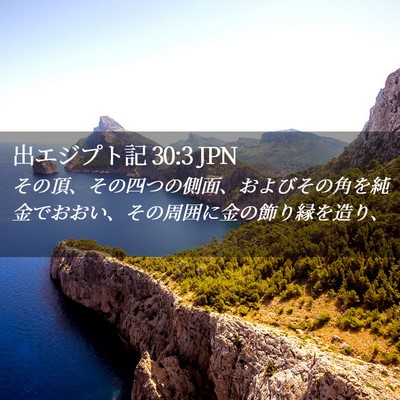 Picture 02 - 出エジプト記 30:3 JPN - その頂、その四つの側面、およびそ - Bible Verse Picture