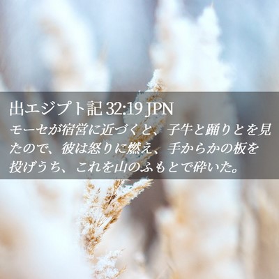 Picture 02 - 出エジプト記 32:19 JPN - モーセが宿営に近づくと、子牛と踊 - Bible Verse Picture