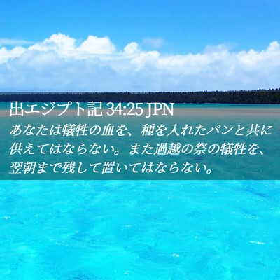 Picture 02 - 出エジプト記 34:25 JPN - あなたは犠牲の血を、種を入れたパ - Bible Verse Picture