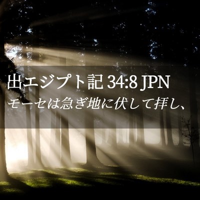 Picture 02 - 出エジプト記 34:8 JPN - モーセは急ぎ地に伏して拝し、 - Bible Verse Picture