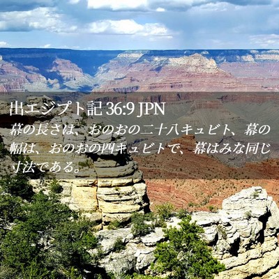 Picture 02 - 出エジプト記 36:9 JPN - 幕の長さは、おのおの二十八キュビ - Bible Verse Picture