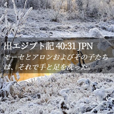 Picture 02 - 出エジプト記 40:31 JPN - モーセとアロンおよびその子たちは - Bible Verse Picture