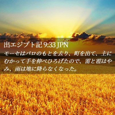 Picture 02 - 出エジプト記 9:33 JPN - モーセはパロのもとを去り、町を出 - Bible Verse Picture