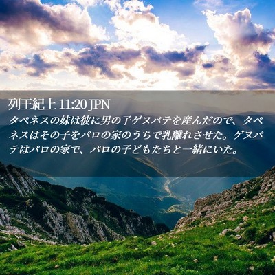 Picture 02 - 列王紀上 11:20 JPN - タペネスの妹は彼に男の子ゲヌバテ - Bible Verse Picture