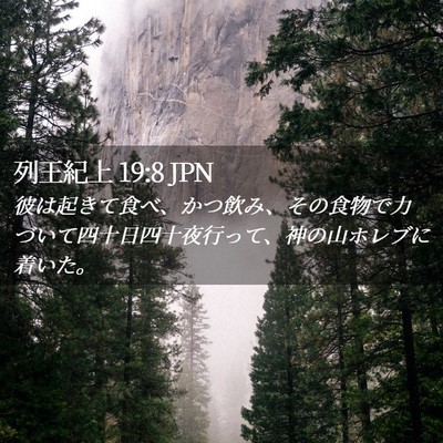Picture 02 - 列王紀上 19:8 JPN - 彼は起きて食べ、かつ飲み、その食 - Bible Verse Picture