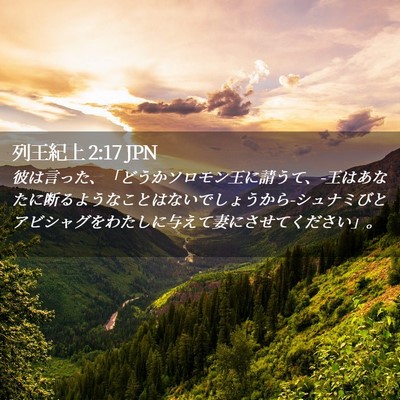 Picture 02 - 列王紀上 2:17 JPN - 彼は言った、「どうかソロモン王に - Bible Verse Picture