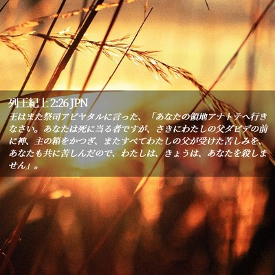 Picture 02 - 列王紀上 2:26 JPN - 王はまた祭司アビヤタルに言った、 - Bible Verse Picture