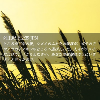 Picture 02 - 列王紀上 2:39 JPN - ところが三年の後、シメイのふたり - Bible Verse Picture