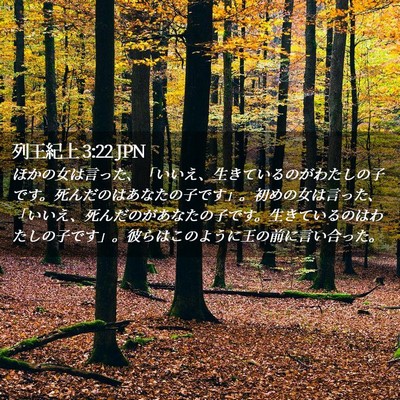 Picture 02 - 列王紀上 3:22 JPN - ほかの女は言った、「いいえ、生き - Bible Verse Picture