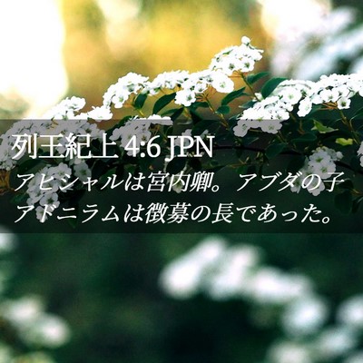 Picture 02 - 列王紀上 4:6 JPN - アヒシャルは宮内卿。アブダの子ア - Bible Verse Picture