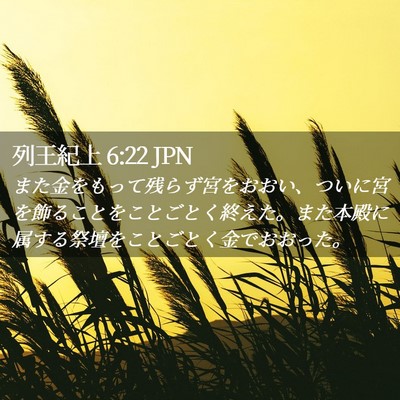 Picture 02 - 列王紀上 6:22 JPN - また金をもって残らず宮をおおい、 - Bible Verse Picture
