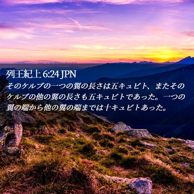 Picture 02 - 列王紀上 6:24 JPN - そのケルブの一つの翼の長さは五キ - Bible Verse Picture