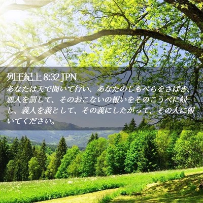 Picture 02 - 列王紀上 8:32 JPN - あなたは天で聞いて行い、あなたの - Bible Verse Picture