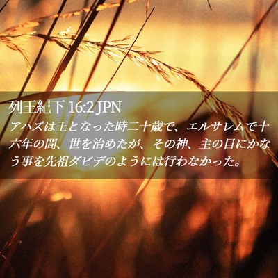 Picture 02 - 列王紀下 16:2 JPN - アハズは王となった時二十歳で、エ - Bible Verse Picture