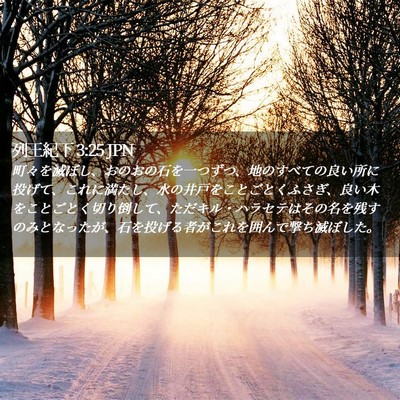 Picture 02 - 列王紀下 3:25 JPN - 町々を滅ぼし、おのおの石を一つず - Bible Verse Picture