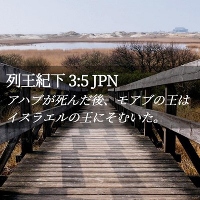 Picture 02 - 列王紀下 3:5 JPN - アハブが死んだ後、モアブの王はイ - Bible Verse Picture