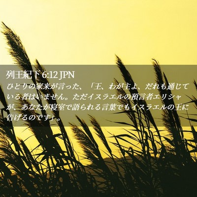 Picture 02 - 列王紀下 6:12 JPN - ひとりの家来が言った、「王、わが - Bible Verse Picture