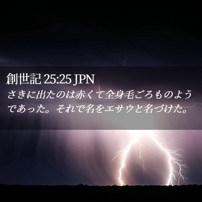 Picture 02 - 創世記 25:25 JPN - さきに出たのは赤くて全身毛ごろも - Bible Verse Picture