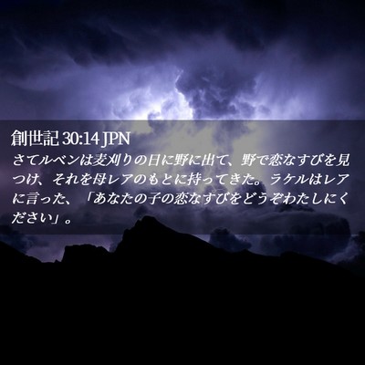 Picture 02 - 創世記 30:14 JPN - さてルベンは麦刈りの日に野に出て - Bible Verse Picture