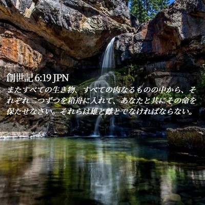 Picture 02 - 創世記 6:19 JPN - またすべての生き物、すべての肉な - Bible Verse Picture