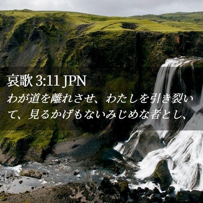 Picture 02 - 哀歌 3:11 JPN - わが道を離れさせ、わたしを引き裂 - Bible Verse Picture