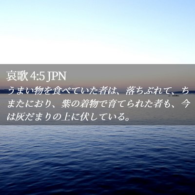 Picture 02 - 哀歌 4:5 JPN - うまい物を食べていた者は、落ちぶ - Bible Verse Picture