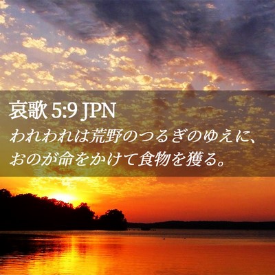 Picture 02 - 哀歌 5:9 JPN - われわれは荒野のつるぎのゆえに、 - Bible Verse Picture