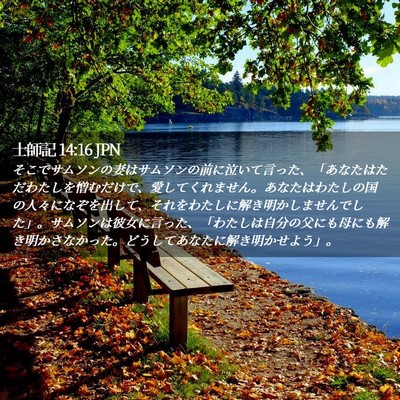 Picture 02 - 士師記 14:16 JPN - そこでサムソンの妻はサムソンの前 - Bible Verse Picture