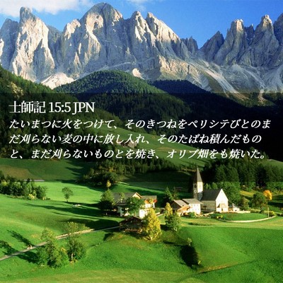 Picture 02 - 士師記 15:5 JPN - たいまつに火をつけて、そのきつね - Bible Verse Picture