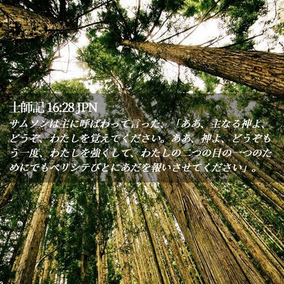 Picture 02 - 士師記 16:28 JPN - サムソンは主に呼ばわって言った、 - Bible Verse Picture