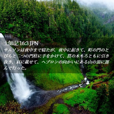 Picture 02 - 士師記 16:3 JPN - サムソンは夜中まで寝たが、夜中に - Bible Verse Picture