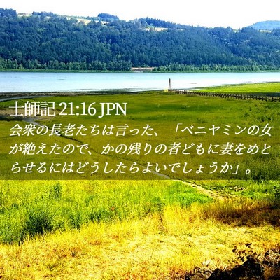 Picture 02 - 士師記 21:16 JPN - 会衆の長老たちは言った、「ベニヤ - Bible Verse Picture