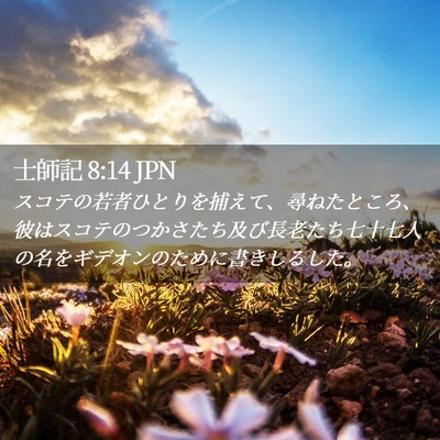 Picture 02 - 士師記 8:14 JPN - スコテの若者ひとりを捕えて、尋ね - Bible Verse Picture