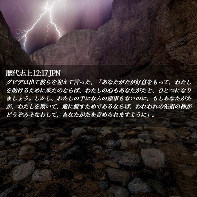 Picture 02 - 歴代志上 12:17 JPN - ダビデは出て彼らを迎えて言った、 - Bible Verse Picture
