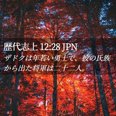 Picture 02 - 歴代志上 12:28 JPN - ザドクは年若い勇士で、彼の氏族か - Bible Verse Picture