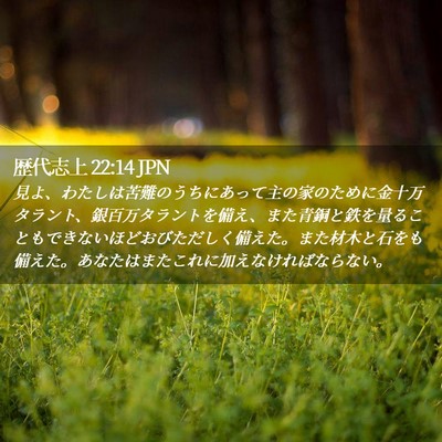 Picture 02 - 歴代志上 22:14 JPN - 見よ、わたしは苦難のうちにあって - Bible Verse Picture