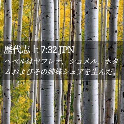 Picture 02 - 歴代志上 7:32 JPN - ヘベルはヤフレテ、ショメル、ホタ - Bible Verse Picture