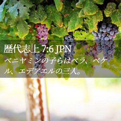 Picture 02 - 歴代志上 7:6 JPN - ベニヤミンの子らはベラ、ベケル、 - Bible Verse Picture